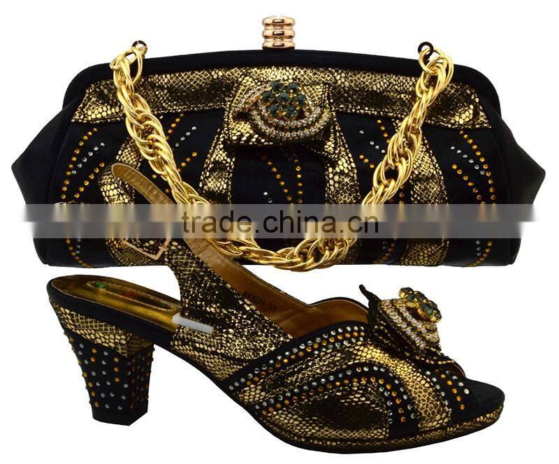 Personalized design good quality shiny elegant female shoes and matching bags lady dress matching shoes and bags MG1094