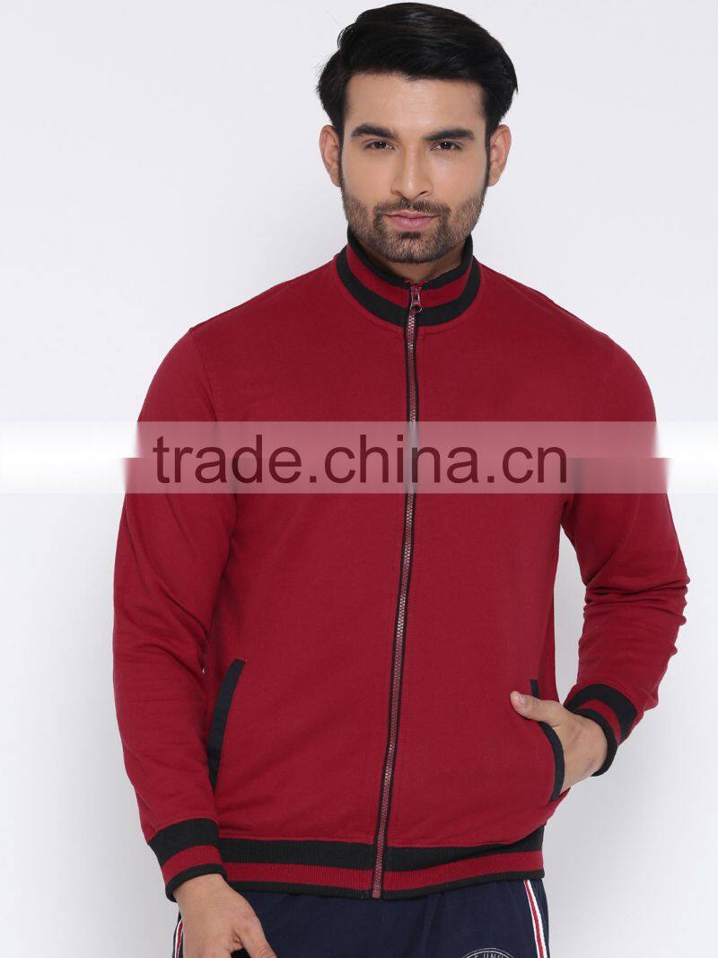 Youth Fashion Players Red Sweatshirt Mock Collar Full Zip Closure Custom Sweater 60% Cotton 40% Polyester Brushed Fleece Lined S