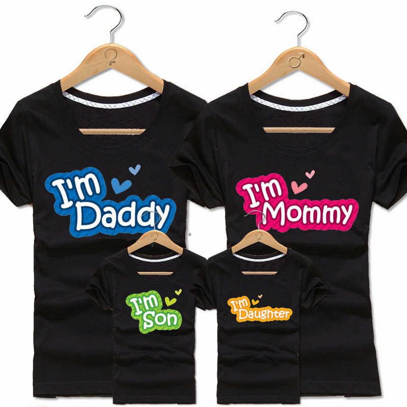 Custom made funny printed 100% cotton parent-child t shirts short sleeve family matching tee shirts