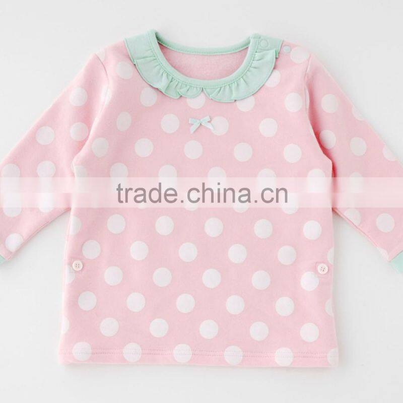2PCS 100% Cotton High Quality Baby Frock Designs Pastel Polka Dot Kids Pajamas New Born Girls Baby Clothes