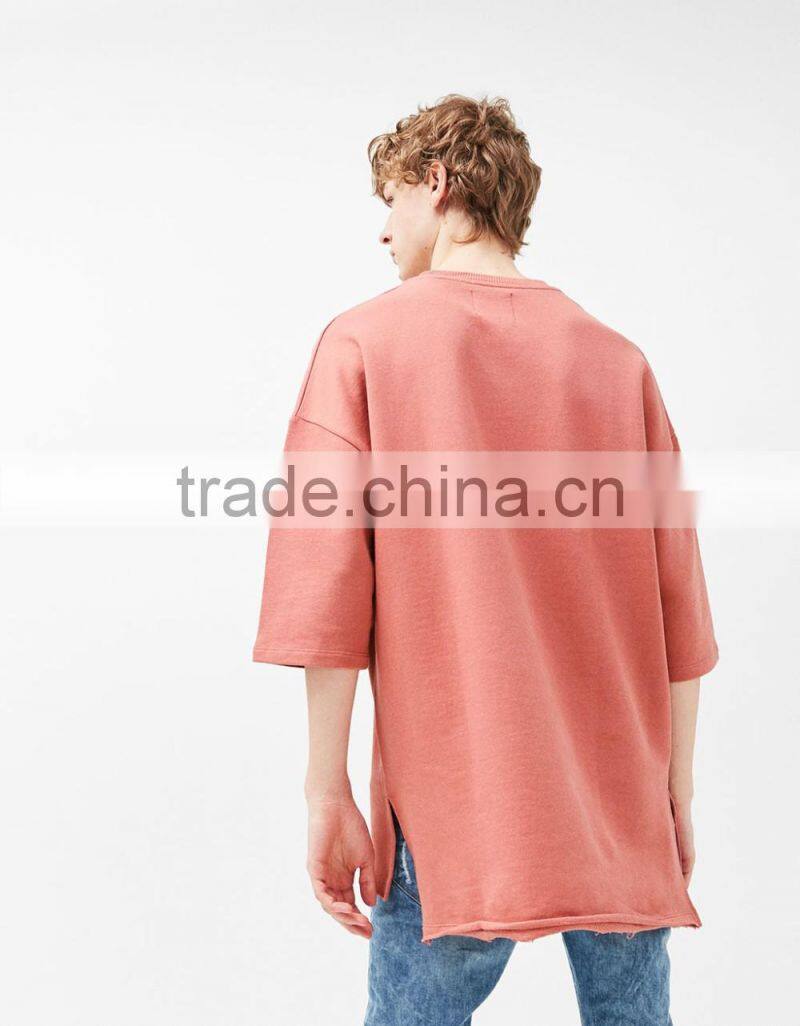 2017 custom latest half sleeve sweater,3/4 length sleeve knit oversized sweater