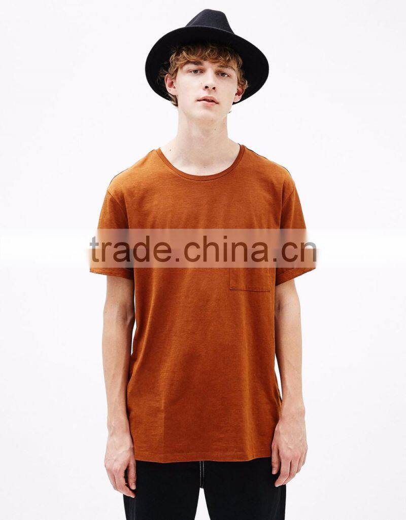 2017 new design high quality cheap orange sport blank t shirt with pocket