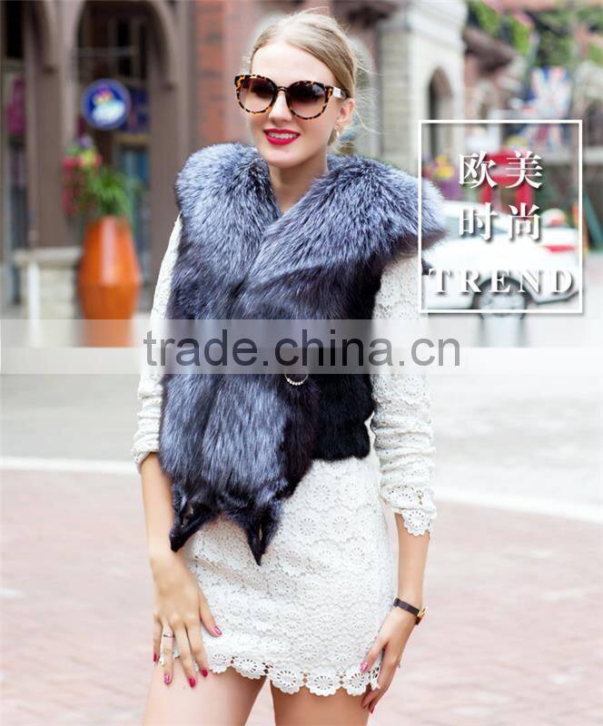 Autumn Winter Genuine Real Natural Fox Fur Vest Women's Full Pelt Waistcoat Warm Fashion Short Gilet
