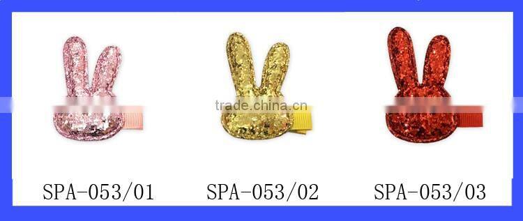 SPA052-5 Lovebaby New Design Girls Accessories Sequin Rabbit With Plastic Beautiful Clips