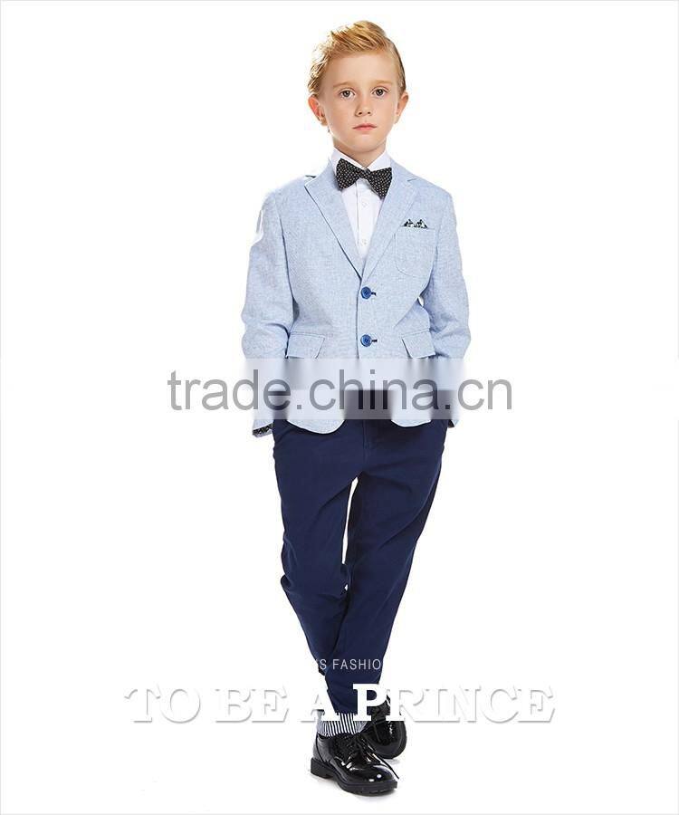 Elpa 2016 fashion kids clothes blue Linen material boy blazer Butterfly lining boy casual blazer
