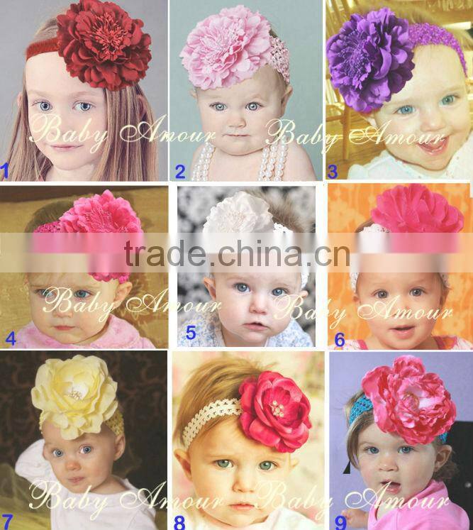 Cute baby headband infants chiffon silk big flower headband for girls accessories babies stretchy head band toddlers head wear