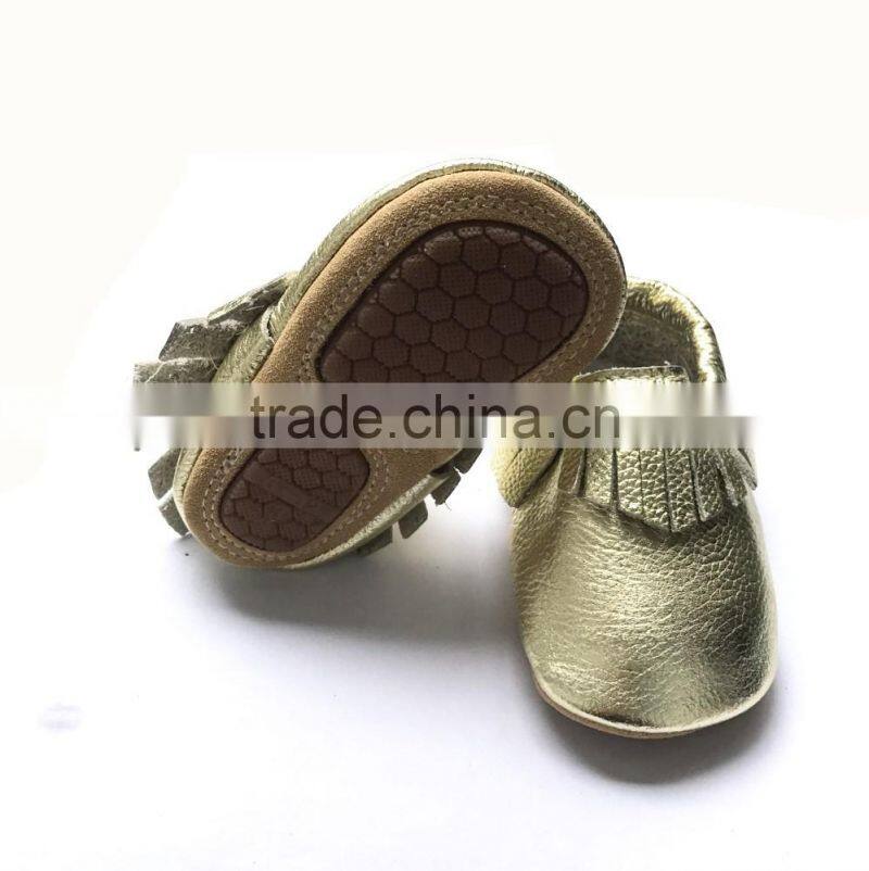 New Style Rubber Sole Baby Shoes Toddler Leather Moccasins