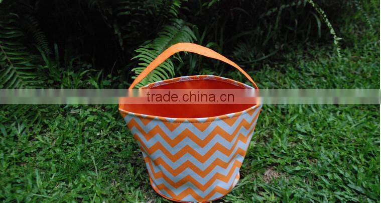 halloween bags cloth halloween buckets Chevron halloween treat bags Personalized Monogrammed Round Tote Bucket