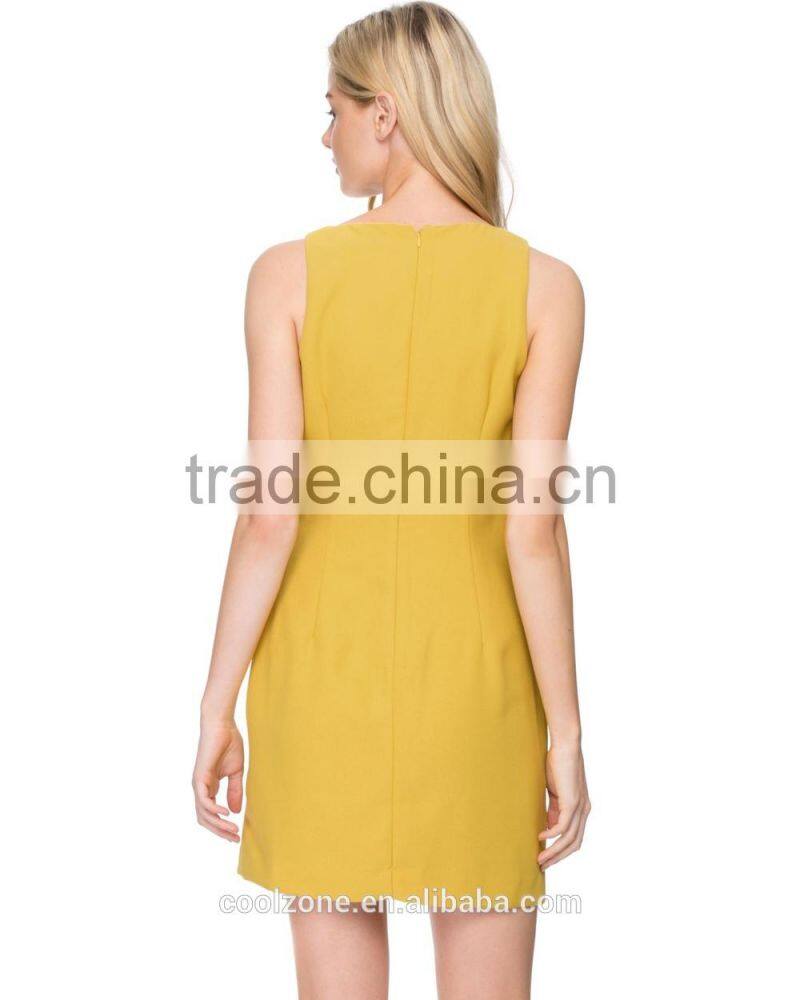 Slim fit sleeveless wrap front summer dress for woman dress 2016