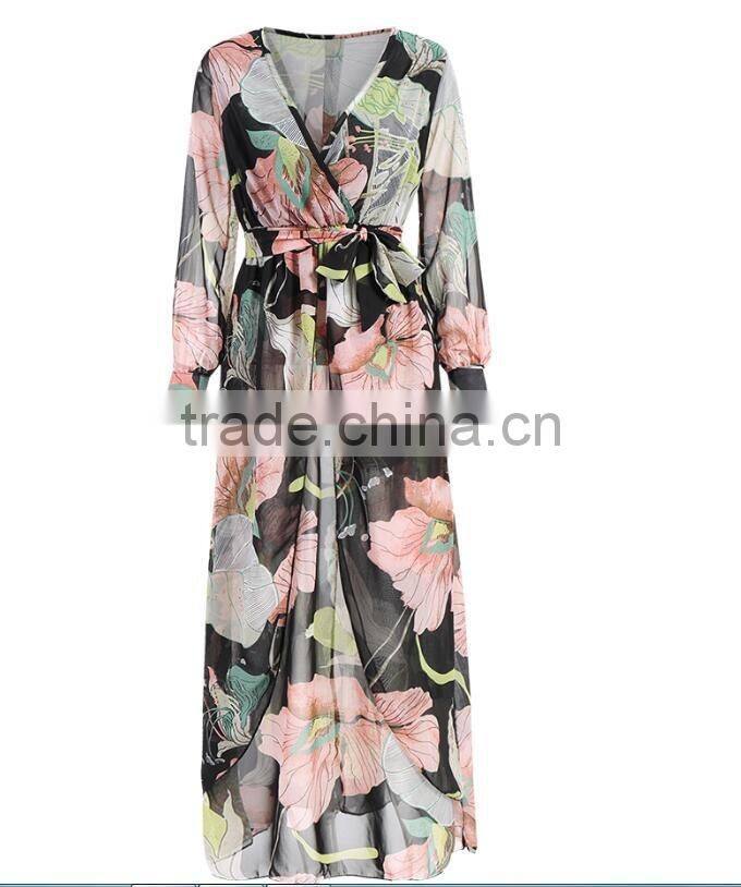 Fashionable Latest Designs Chiffon Maxi Dresses Fabric Wholsale With Digital Print