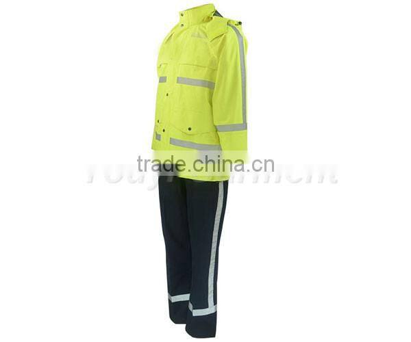 fluorescent hi-vis durable water-repellent salable raincoat