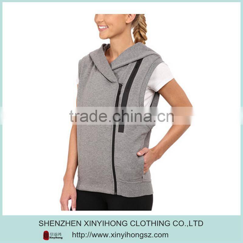 cotton with polyester Oversized hood asymmetrical cut Fleece Vest