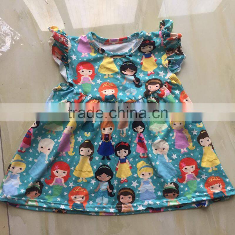 WY-672 Kids Printed Top Stock Milk Silk Top for Girls Pakistani Frocks Yiwu China Ruffle Clothes