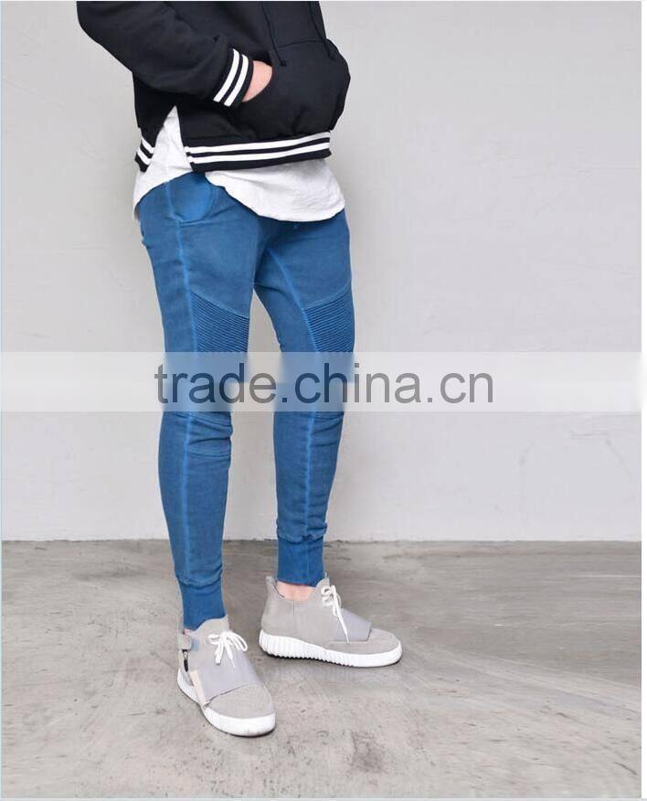 Mens Stone Wash Slim Navy Jogger-Sweatpants