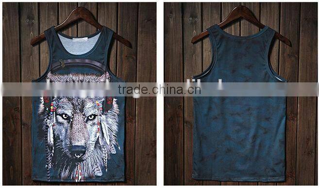 competitive price good sale men's sports gym cool dry wrestling singlet with animal printing