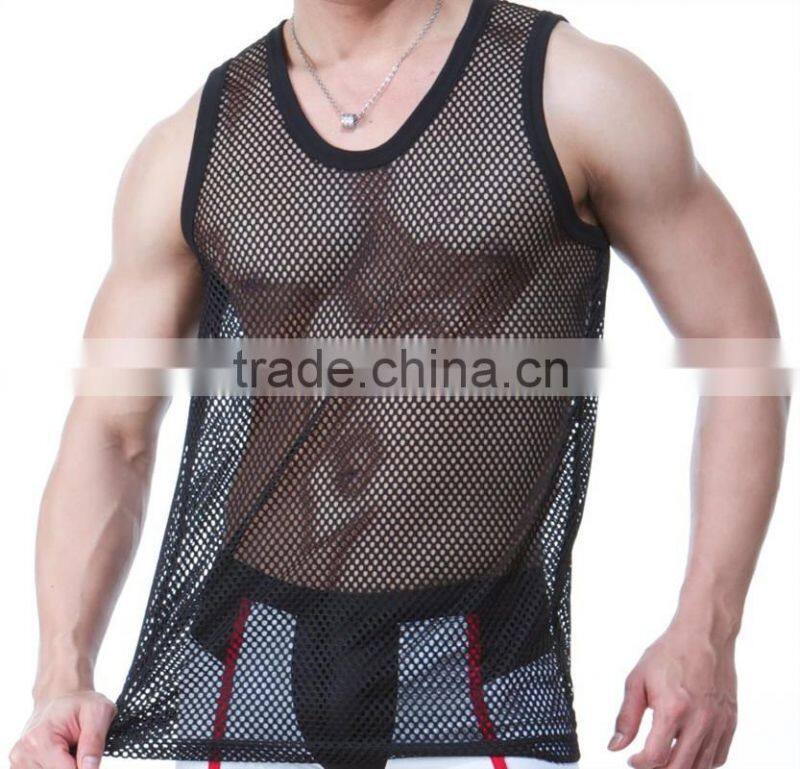 Custom mesh fabric gym singlets for men / blank singlet T13345