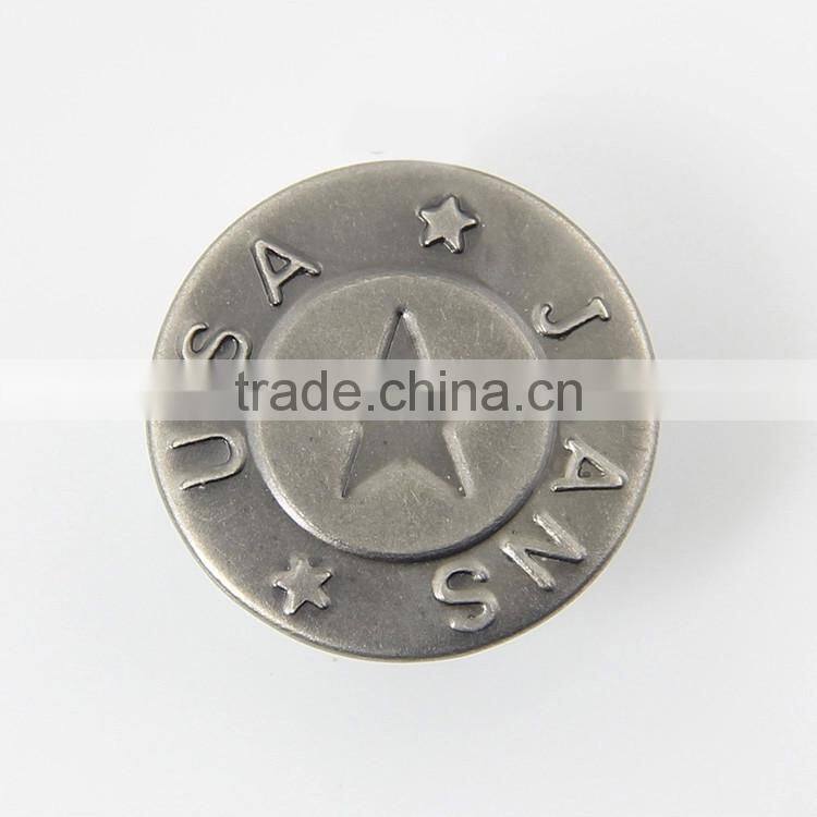 Custom Fashion China Button Factory Metal Jeans Button