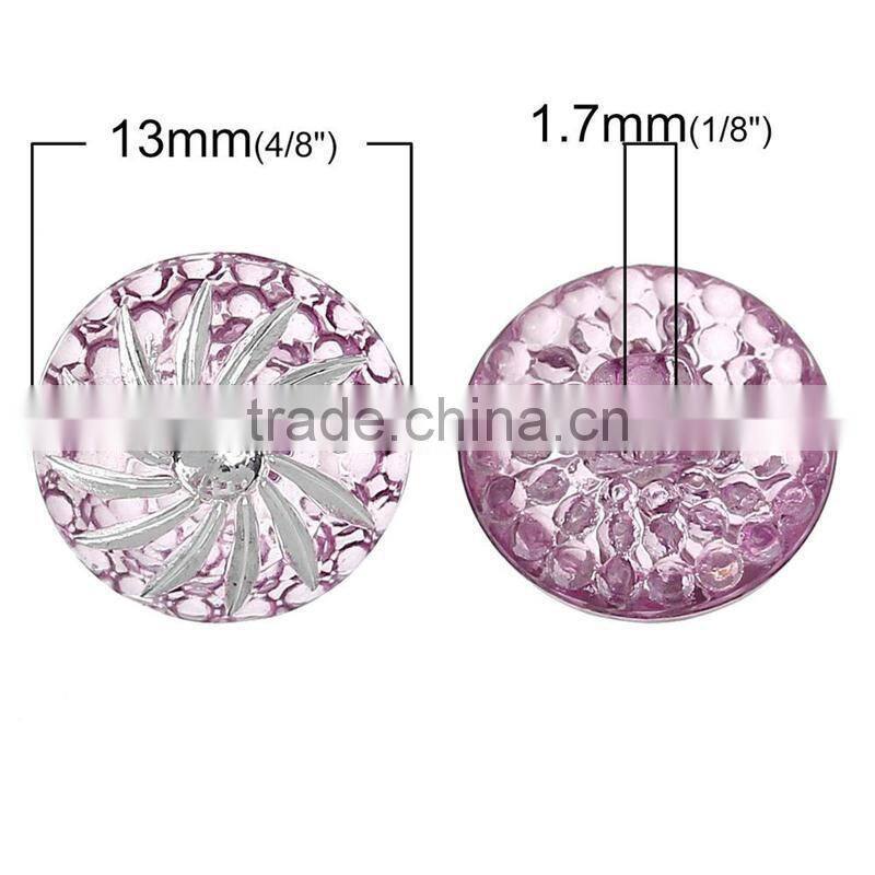 Wholesale Inlaid diamonds 13mm Flower Round Single Hole Acrylic Button for Making Jewelry