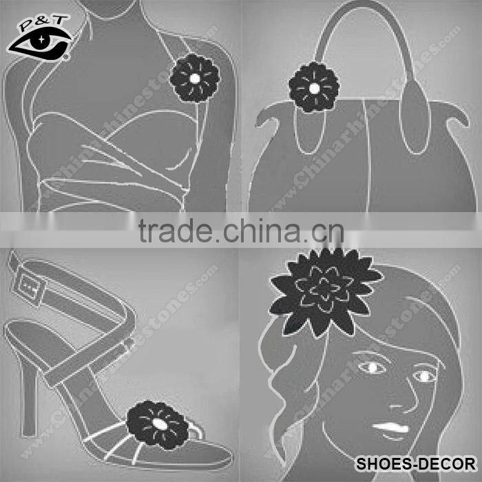 Flower shaped rhinestone ornaments for ladies high heel accessories shoe accessories with Metal Clip Jewelry Accessories