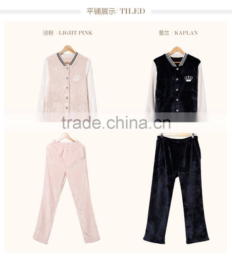 Hot Selling Qianxiu Fashion Flannel Baseball Neck Design Men Sleepwear