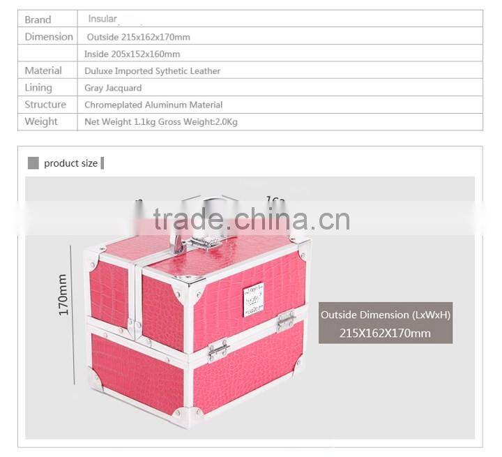 Red Professional Aluminum Beauty Cosmetic Makeup Case Box
