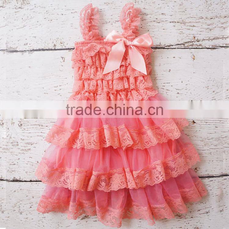 Wholesale boutique summer rustic floral lace girls dress vintage M5061815