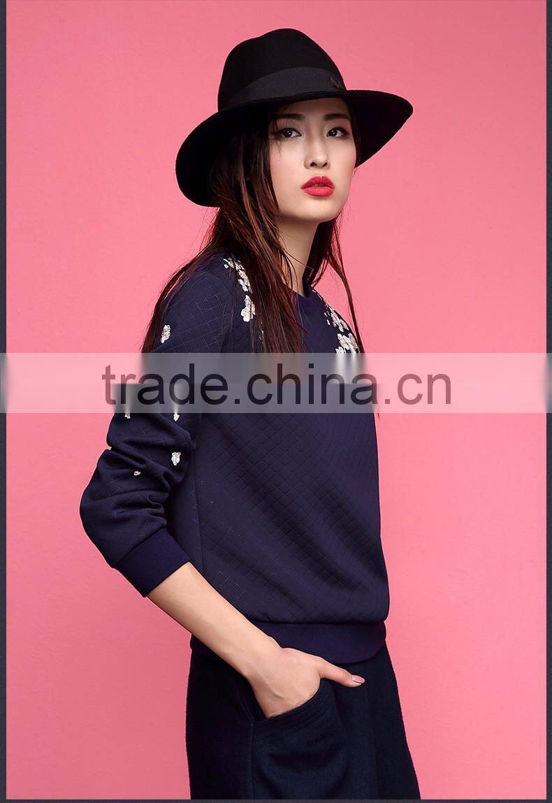 New Latest Women Sweatshirts Design Pullover Long Sleeve Embroidered Sweatshirts,Top Quality Fleece Embroidered Sweatshirts