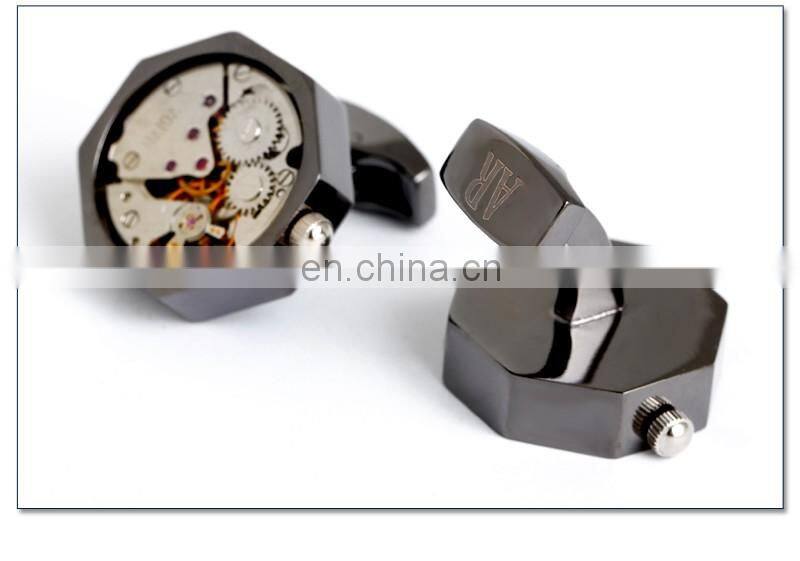 Exquisite Watch Movement Gear Gun Black Men Shirt Fashion Cuff Link
