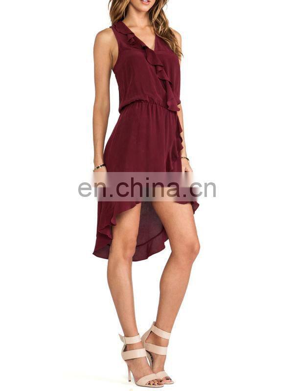 CHEFON Ruffled high-low designer long dresses