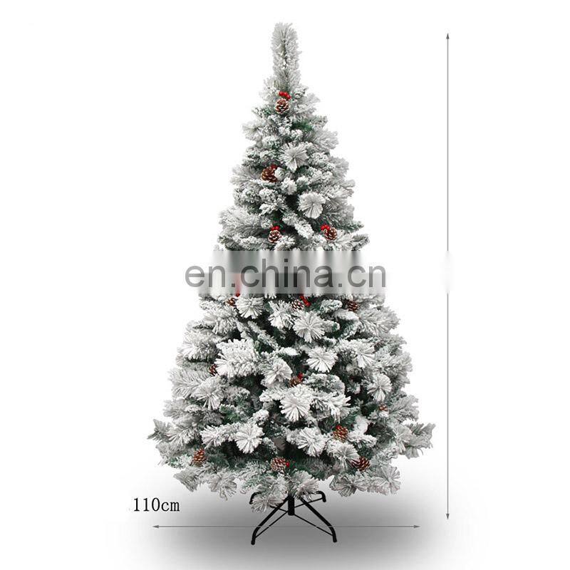Snow Flocked White Christmas Tree with Red Pinecone xmas Tree Fake Christmas Tree