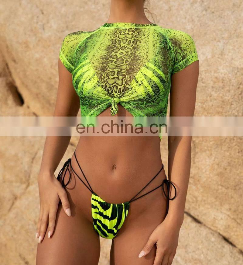 Sexy Zebra Printed Bikini 2019 Female Swimsuit Women Swimwear Three-pieces Bikini set Bather Bathing Suit Swim Wear Lady V1505