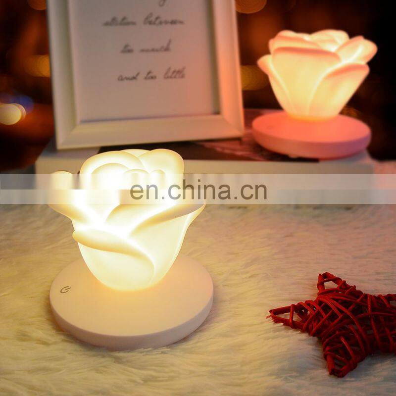 Battery powered rose shaped led light desk lamp for promotion gifts