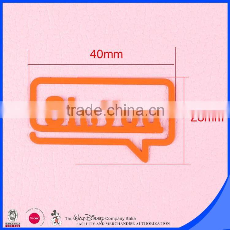 Etched letter bookmark with different color painted