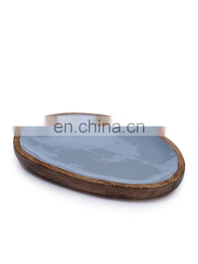 oval enamel wooden tray