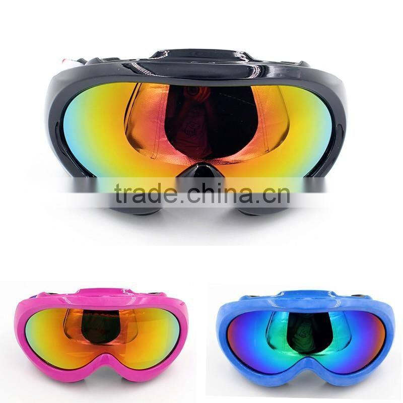 Black TPU frame PC dual anti fog lens snow goggles fashion sport racing ski glasses