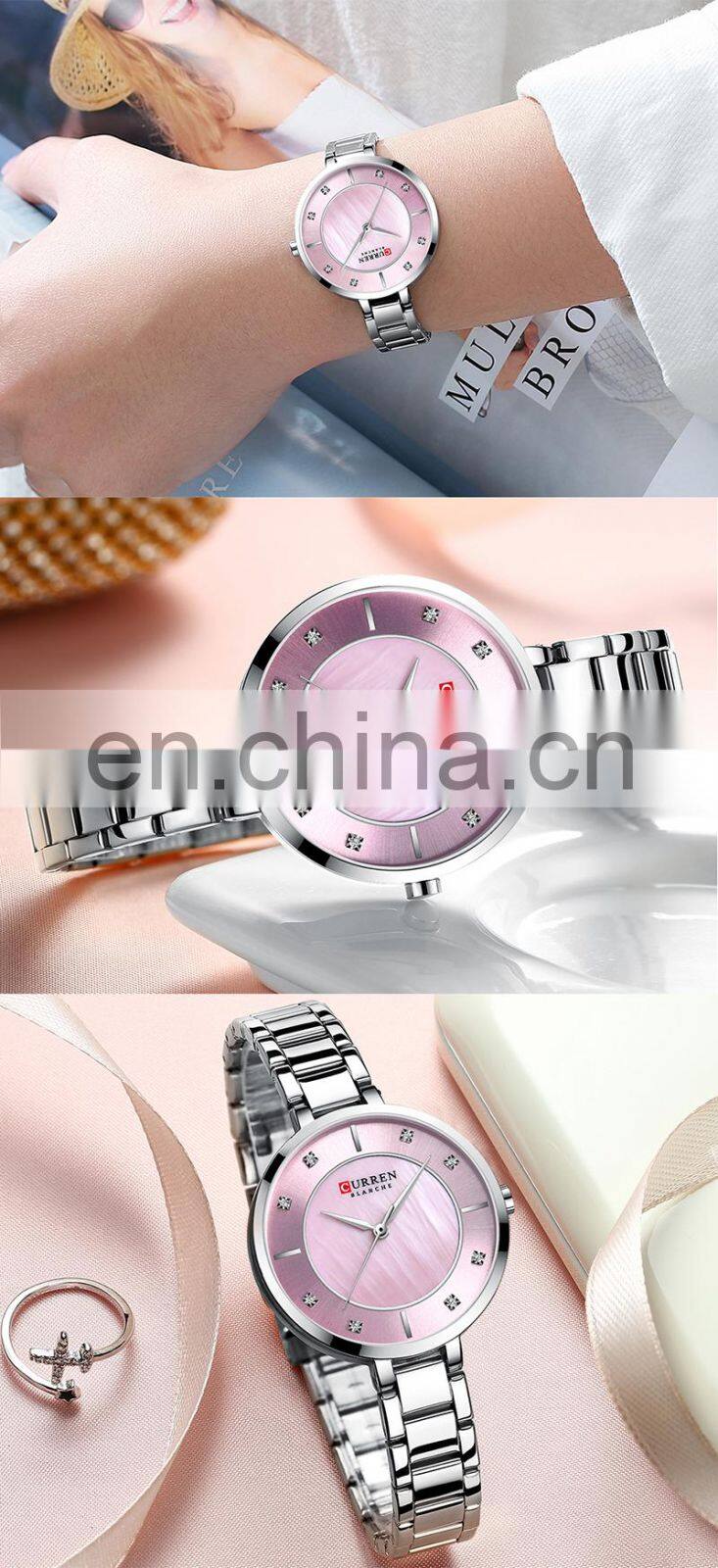 CURREN 9051 Women Bracelet Elegant Business Quartz Watches Japan Movement Stainless Steel Ladies Wristwatch