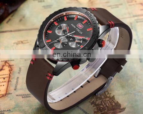 MINI FOCUS MF0007G Quartz watches Calendar Chronograph Analog Men Watch Automatic Movement For Sales