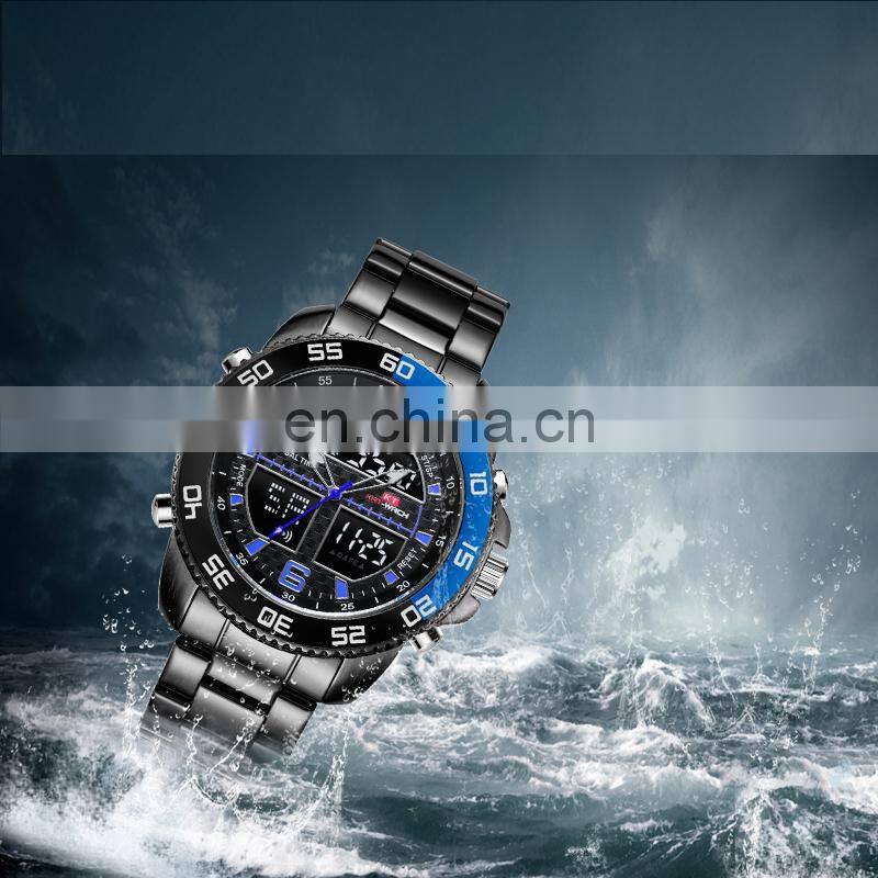 Profession Seller Sale Classic KAT-WACH 1802 Men's Quartz Digital Watches Steel Strap Analog Digital Display Sport Watches