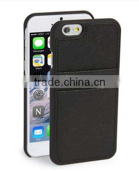 Saffiano leather phone case for iphone 6/iphone 6S with card holder leather mobile phone case