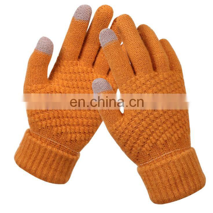 Women Men Knitted Winter acrylic Gloves Warm Thick Gloves Touch Screen Gloves