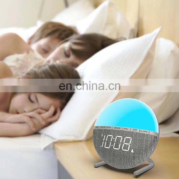 Colorful Round Sleep Lamp Bedside Electronic Clock Led Night Light Atmosphere Digital Alarm Clock