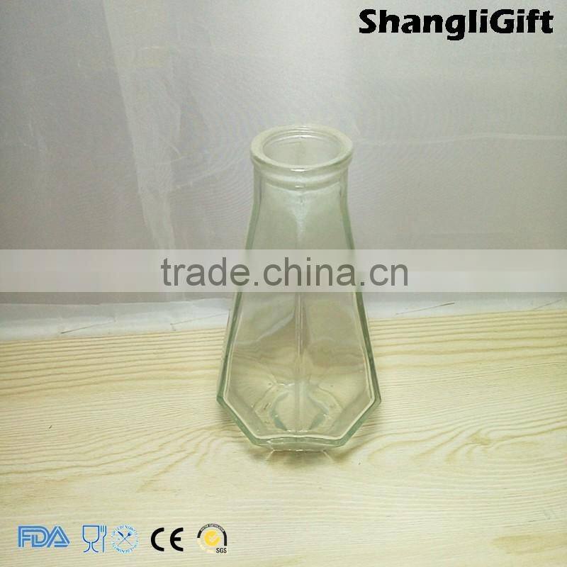Modern Style Glass Vase 340ml Angular Glassware Cheap