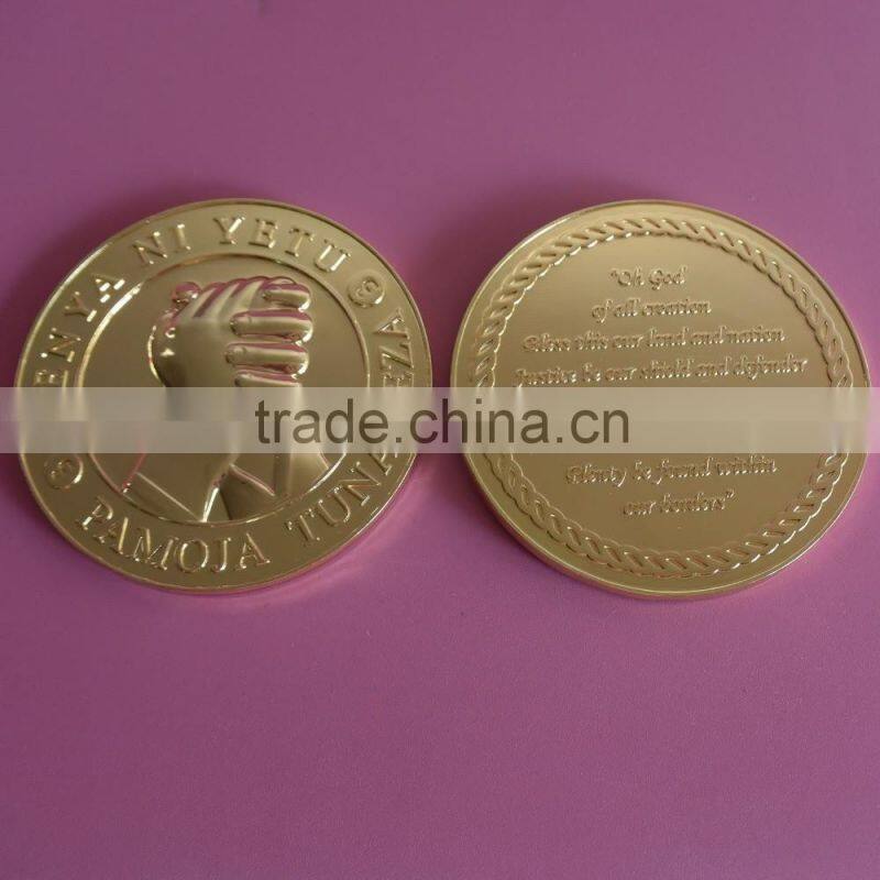gold souvenir 3D challenge coin, handshake 3D gold metal coin token