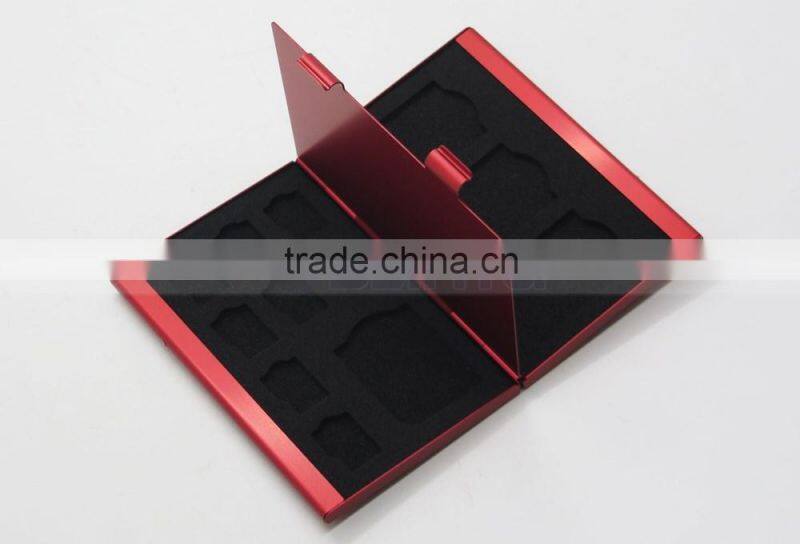 Aluminium Alloy EVA Storage Box for SD MMC TF Memory Card Protecter Case 4x for SD card,8x micro SIM card