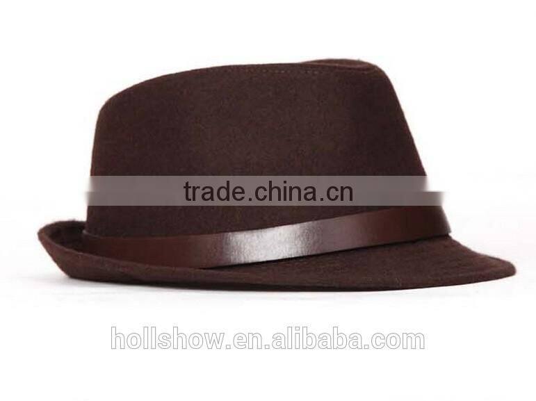 Star Favourite Trend All-match Man Women Trilby Fedora Cap With Leather Buckle