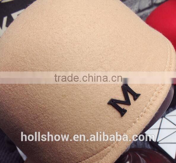 Outdoor Riding Hunting Vintage London Letter M Applique Women Wool Felt Equestrian Cap