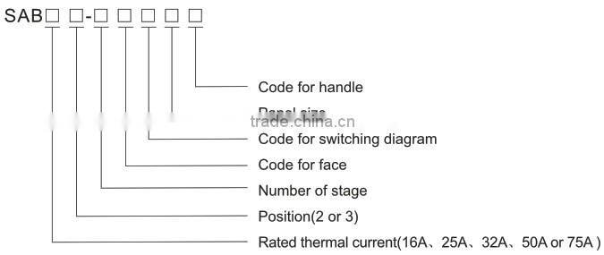 Salzer SAB16 rotary switch 3 position O-Y-DELTA (CE Approved)