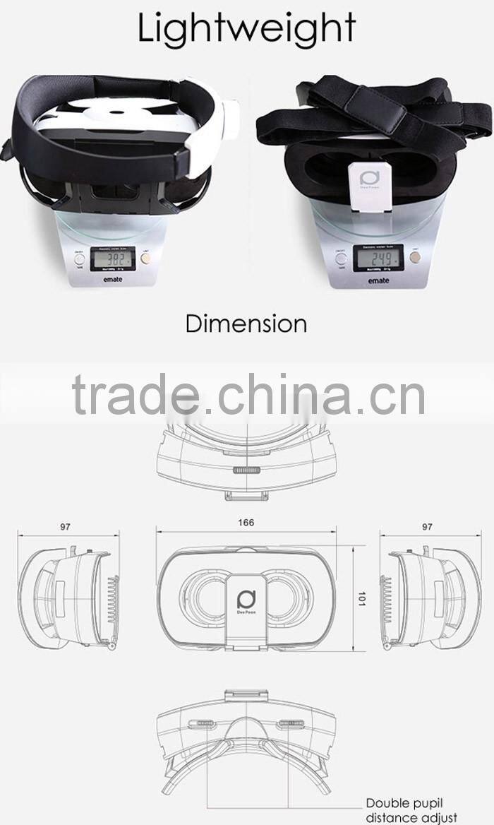 2016 hot sale 96 degree fov vr 3d glasses for smartphones Deepoon V3 intelligent glasses DeePoon VR in stock