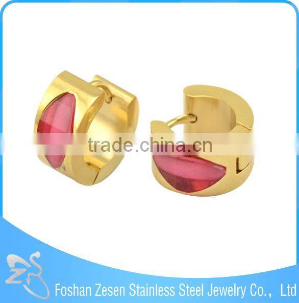 ZS13059 stainless steel rhinestone hoop earring wholesale china trendy simple gold earring