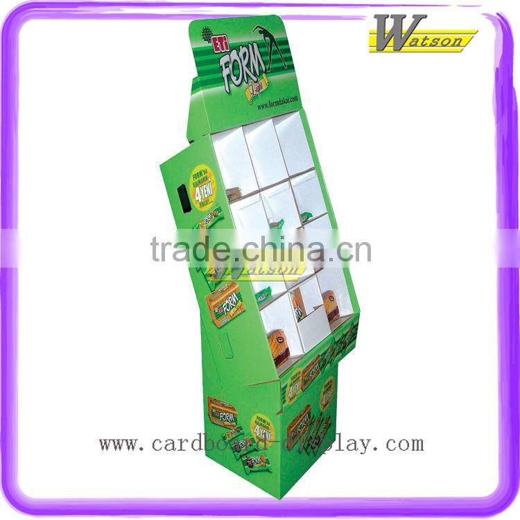 Advertising Paper Corrugate Floor Compartment Display Stand For Coarse Food/Form Light